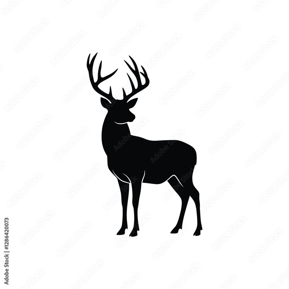 Fototapeta premium Majestic Deer Silhouette Elegant Wildlife Vector Illustration