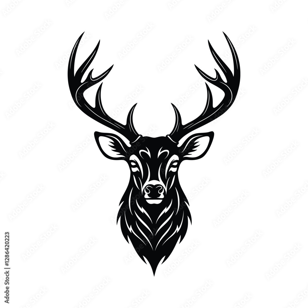 Fototapeta premium Majestic Deer Silhouette Elegant Wildlife Vector Illustration