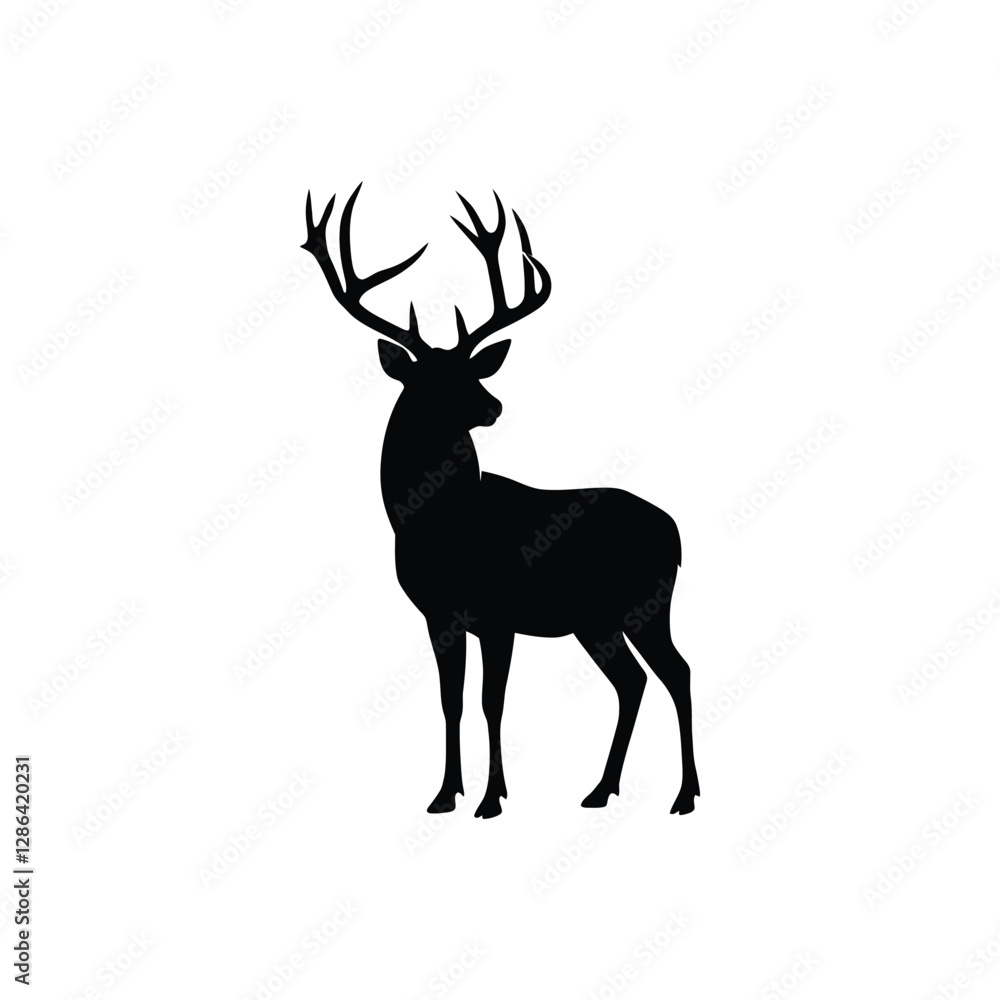 Obraz premium Majestic Deer Silhouette Elegant Wildlife Vector Illustration