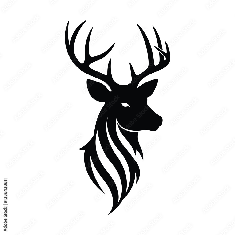 Naklejka premium Majestic Deer Silhouette Elegant Wildlife Vector Illustration