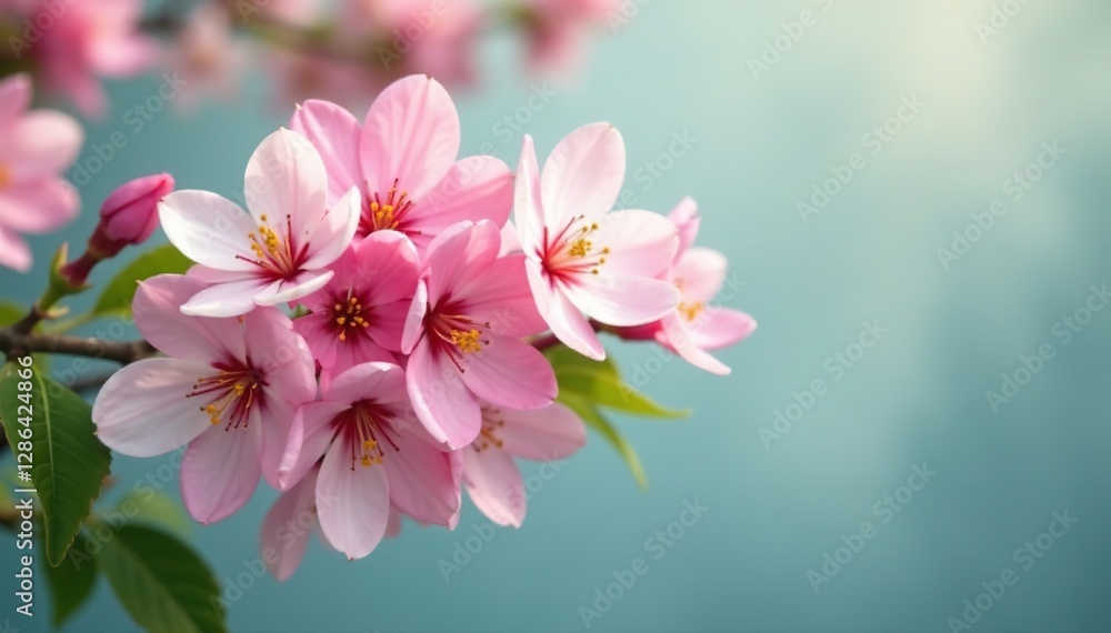 Obraz premium bunch of pink and white flowers falling from a stem, natural, spring