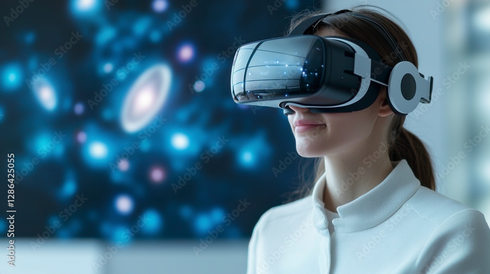 Researcher Visualizing Data Using VR Glasses in a Modern Setting Researcher Visualizing Data Using VR Glasses in a Modern Setting