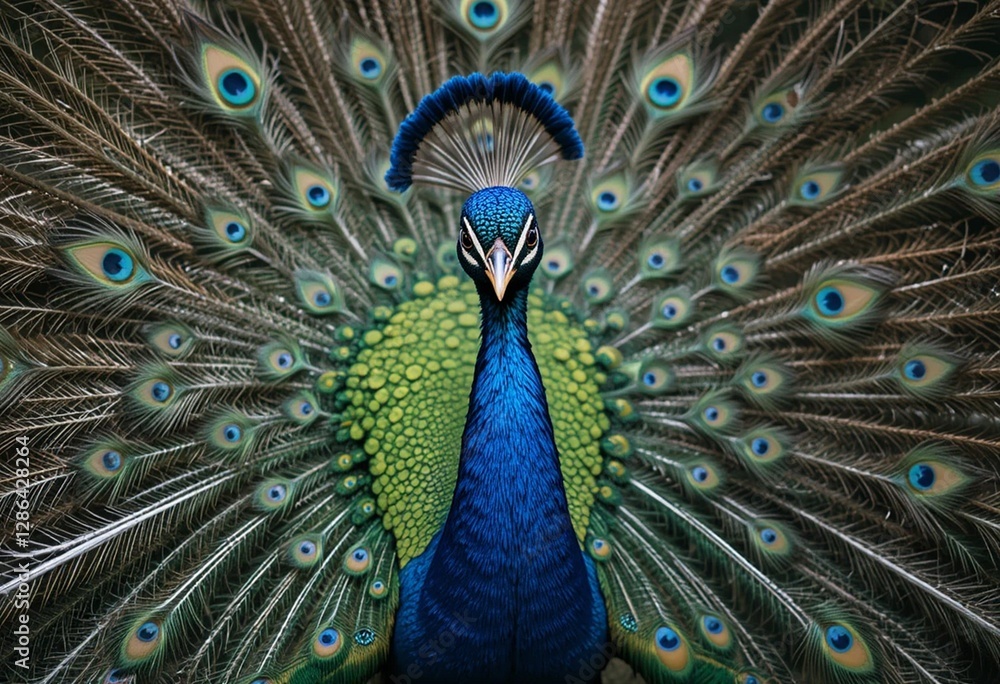 Fototapeta premium peacock with feathers out of focus