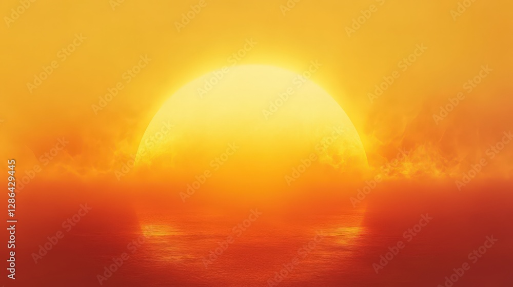 Abstract golden sunset over the ocean with clouds and reflection effect Abstract golden sunset over the ocean with clouds and reflection effect