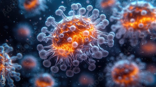 Wallpaper Mural Fiery Coronavirus 3d Rendering Microscopic View Torontodigital.ca