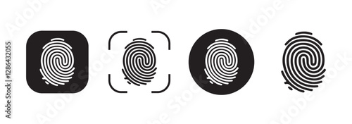 Set fingerprint scanning icon. Security symbol. Fingerprint Line Icons. Vector illustration EPS 10