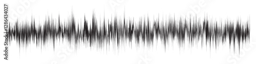 Sound wave. Music audio frequency, voice waveform, electronic radio signal, volume level, track symbol. Noise pulses curve black line isolated on transparent. Abstract vector background.