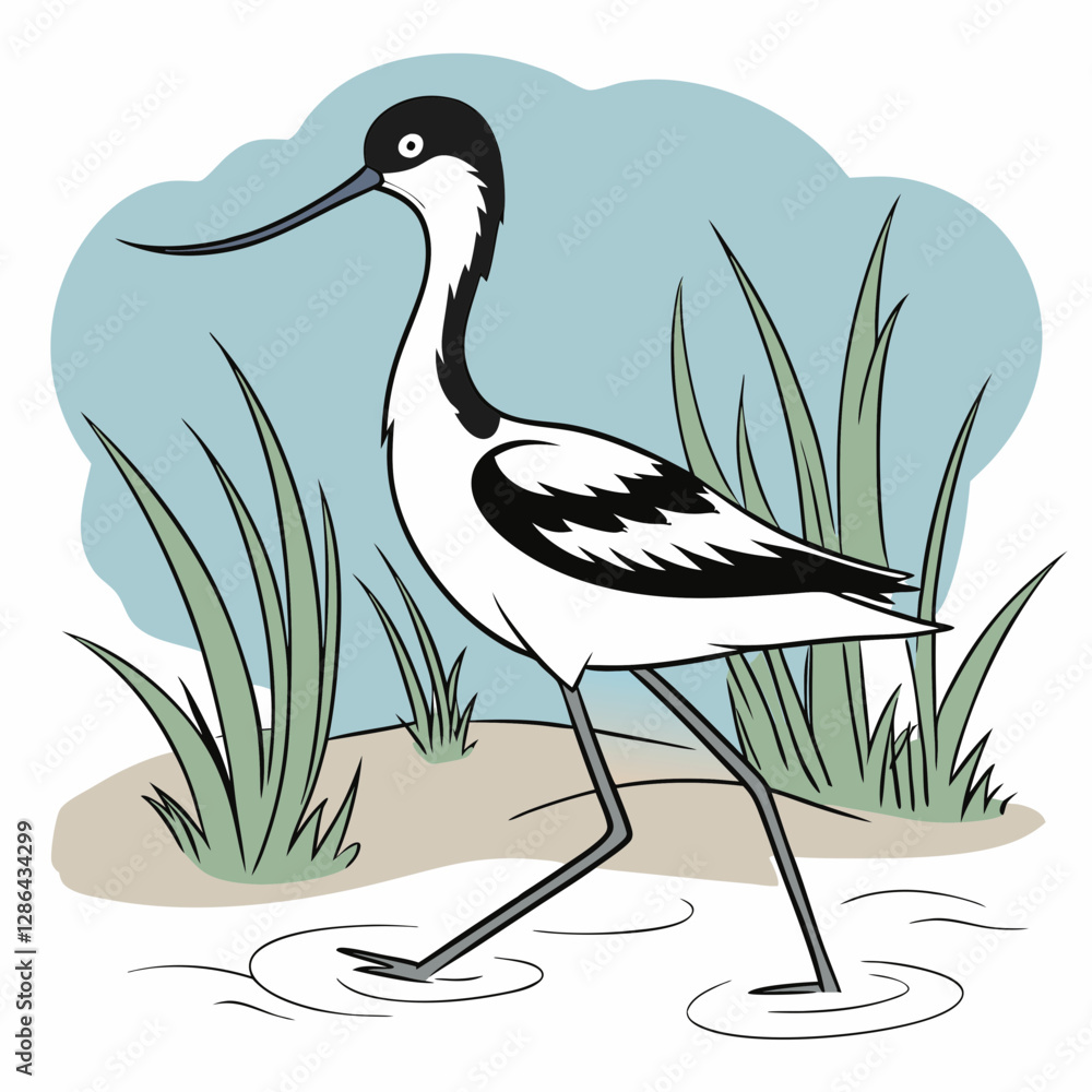 Fototapeta premium white stork in the grass