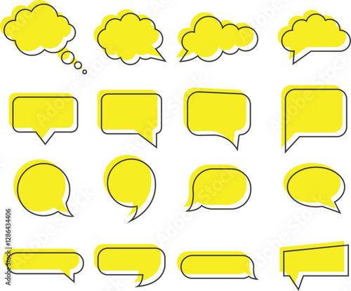 Speech Bubble comment speech yellow bubble Icons Set