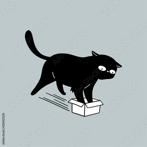 Cat Sitting in the Small Box