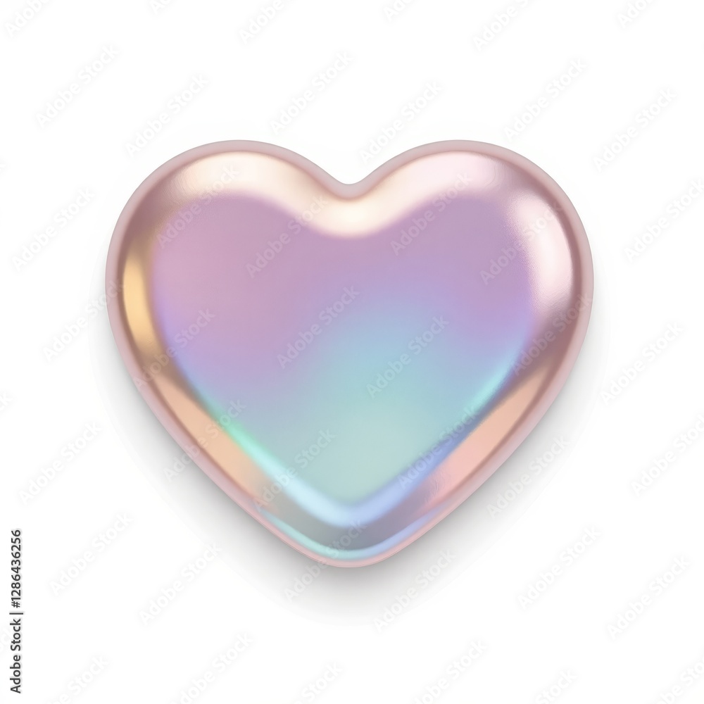 Iridescent heart shape on white background Iridescent heart shape on white background