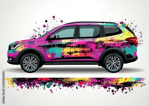 truck and car decal design vector kit. abstract background graphics for vehicle advertisement and vinyl wrap  , isolated on white background,  , copy space, copy space for text,