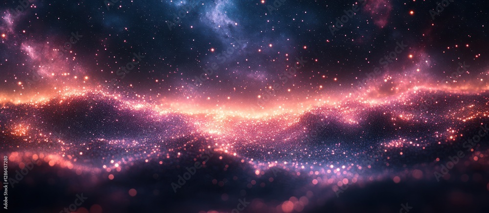 Naklejka premium Glowing nebula with cosmic dust and stars.