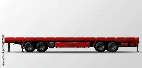 Flatbed trailer truck vector mockup on white for vehicle branding, corporate identity