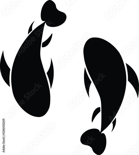 Koi Fish Silhouette Vector Illustration – Minimal Japanese Style Symbol of Balance, Luck, and Harmony for Tattoo, Zen Decor, or Asian-Inspired Design Projects
