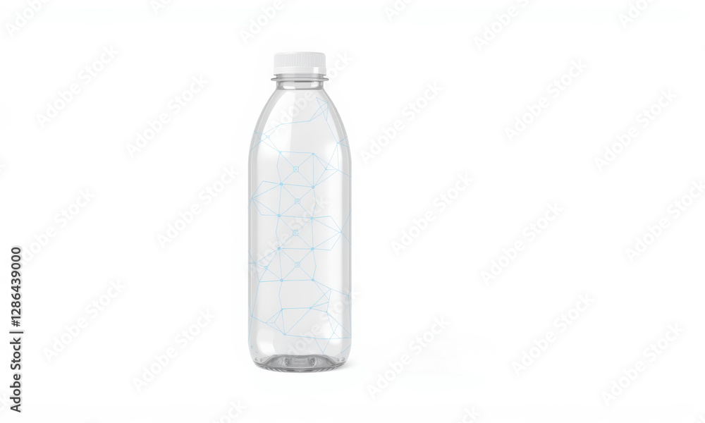 Clear reusable water bottle mockup with geometric design, ideal for branding and marketing. Perfect for eco friendly campaigns and hydration products Clear reusable water bottle mockup with geometric design, ideal for branding and marketing. Perfect for eco friendly campaigns and hydration products
