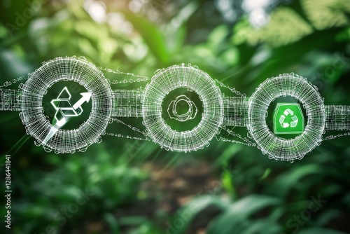 Wallpaper Mural Circular economy showing reduce, reuse and recycle with a green forest background Torontodigital.ca