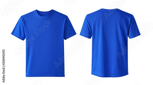 Royal Blue Crew Neck T-Shirt Mockup, Front and Back View, Isolated Background