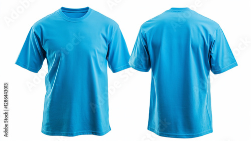 Light Blue Crew Neck T-Shirt Mockup, Front and Back View, Isolated