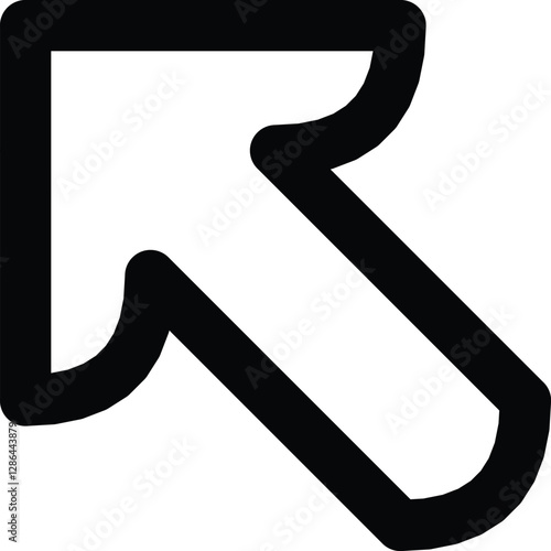 Black Silhouette of Upward Left Pointer Arrow Icon Isolated on White Background