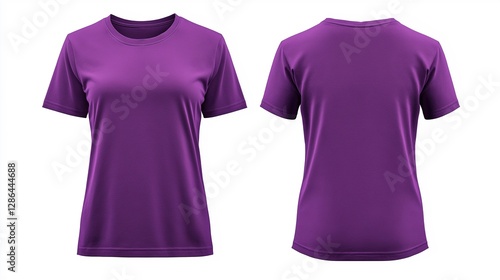Purple Women's Fitted T-Shirt Mockup, Front and Back View, Isolated