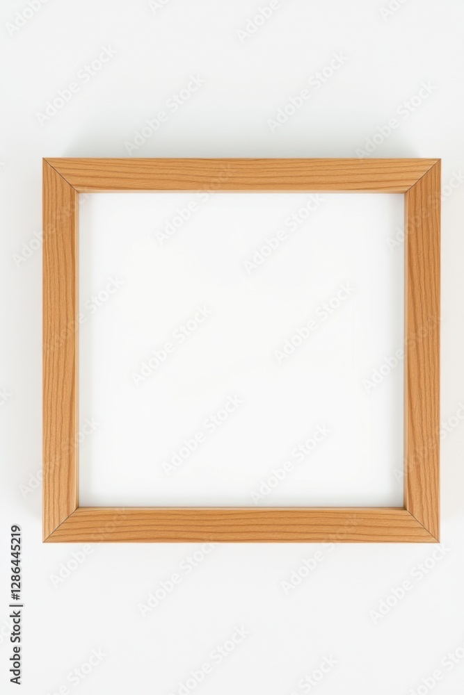 Wooden picture frame with a square opening, suitable for showcasing artwork or photographs. Minimalistic. Wooden picture frame with a square opening, suitable for showcasing artwork or photographs. Minimalistic.