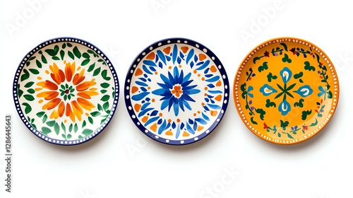 Colorful decorative ceramic plates.