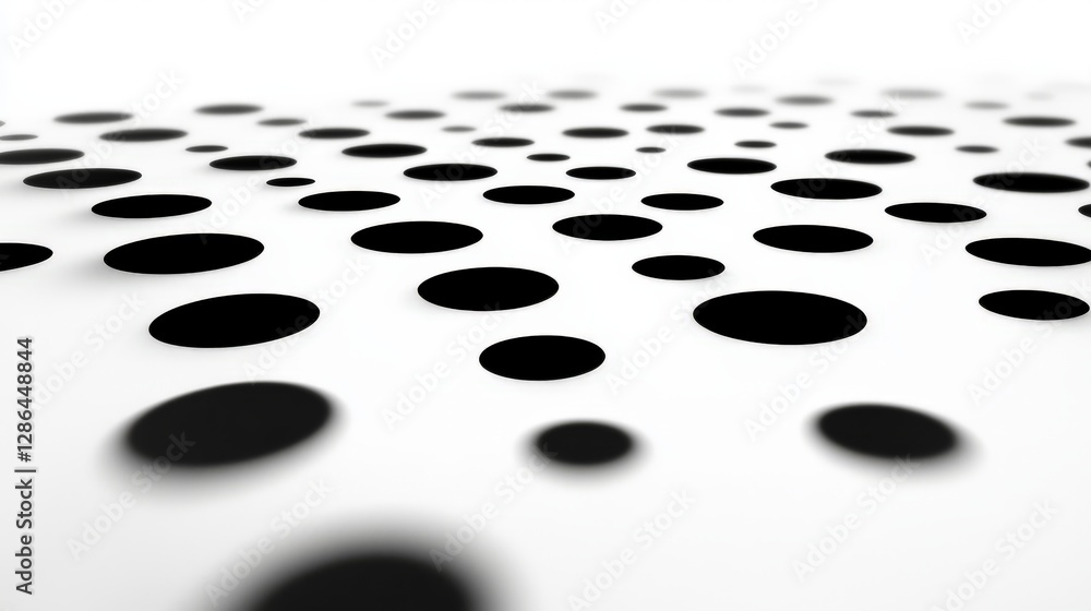 Modern abstract black and white optical illusion with irregular dot pattern creating a dynamic depth effect and a visually striking surreal 3D perspective with high contrast Modern abstract black and white optical illusion with irregular dot pattern creating a dynamic depth effect and a visually striking surreal 3D perspective with high contrast