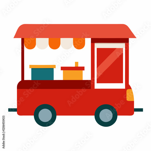 new style food cart van vector icon on white background