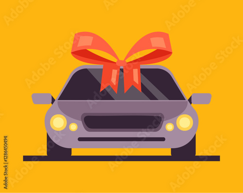 New car gift isolated concept. Vector graphic design illustration 
