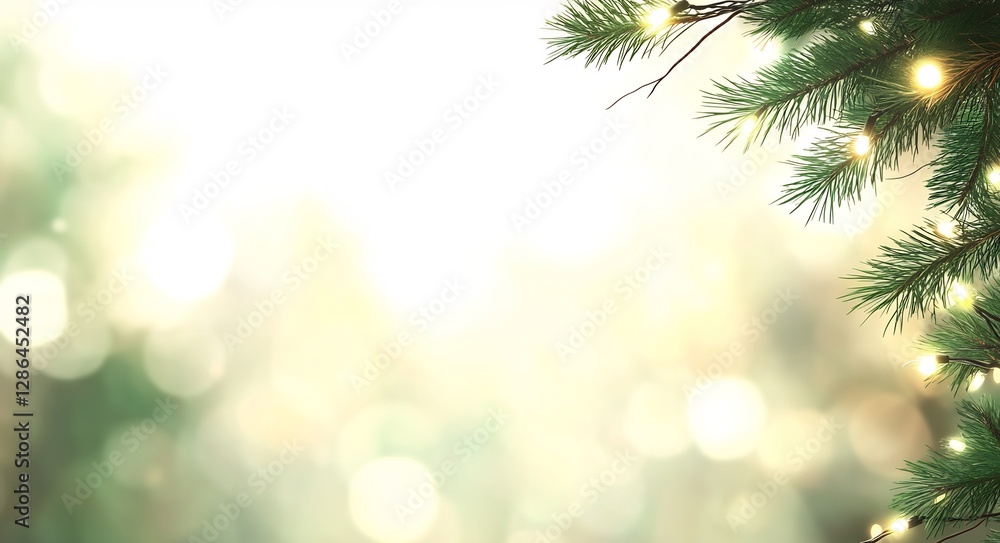 Festive Christmas lights garland, bokeh background, holiday season, perfect for a greeting card, social media