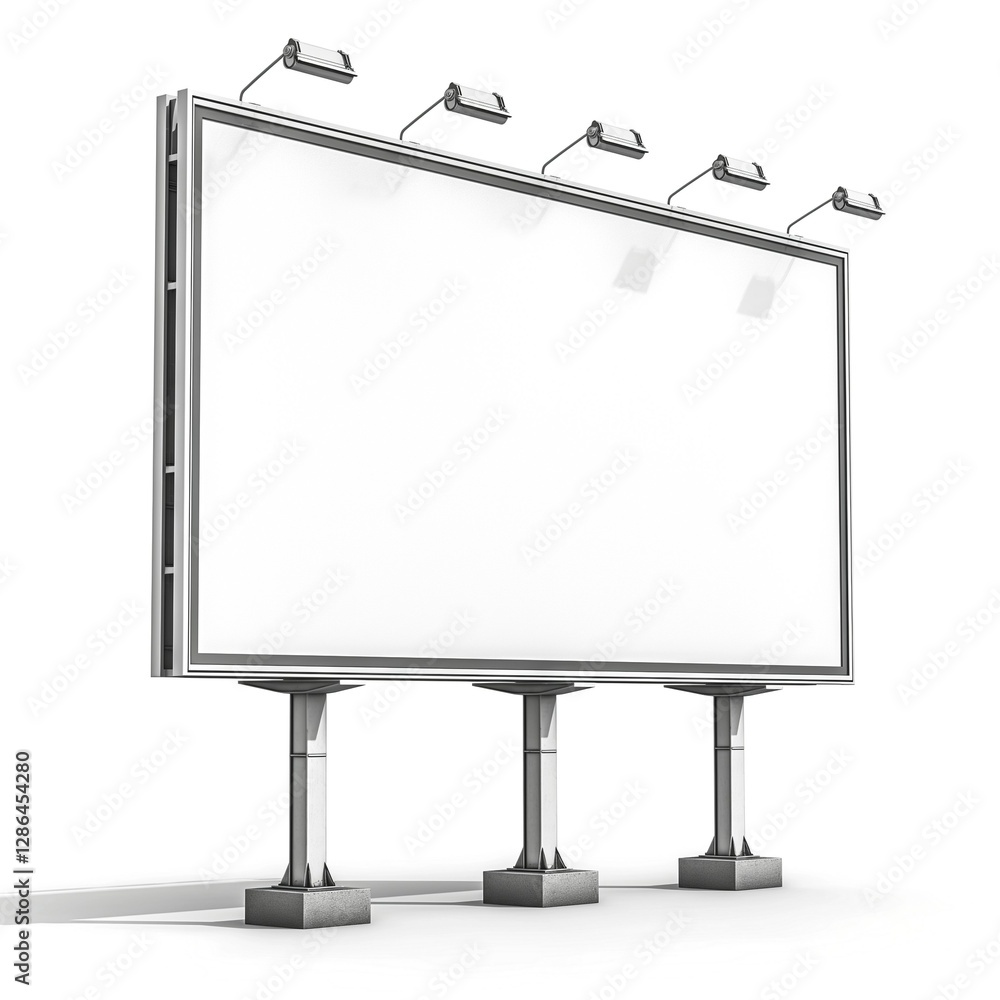 An empty billboard waiting for advertisement, showcasing a clean, modern design with bright lighting. An empty billboard waiting for advertisement, showcasing a clean, modern design with bright lighting.