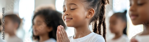 Experience the serenity and unity of faith with this captivating image of an Asian Christian group praying together inside a sunlit church, hands clasped in devotion Witness their collective