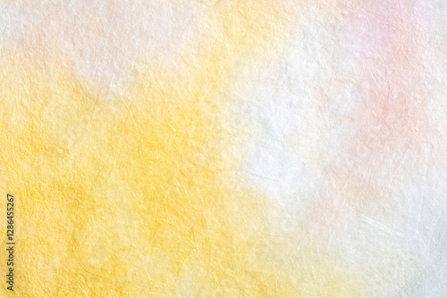 Abstract Yellow watercolor style Japanese paper background materia