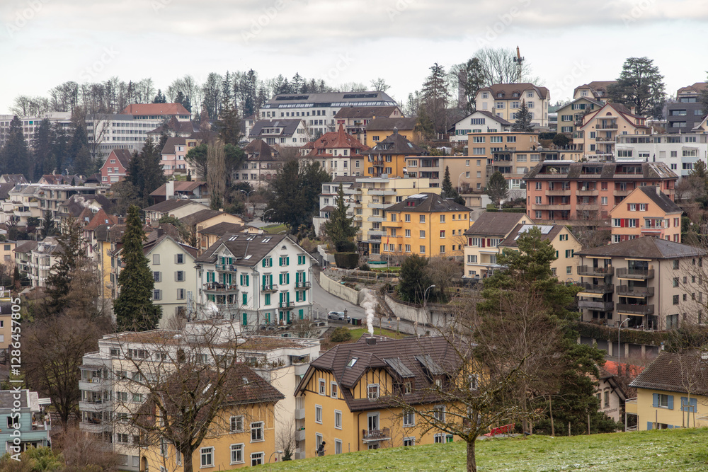 Obraz premium Switzerland, Lucerne, Old town Altstadt, traditional architecture cityscape