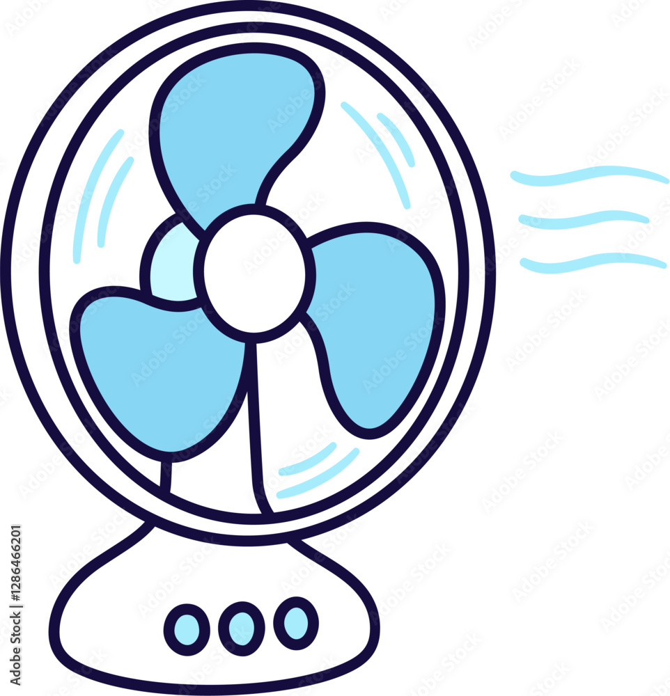 Electric fan cooling doodle line icon. Electric fan cooling doodle line icon.
