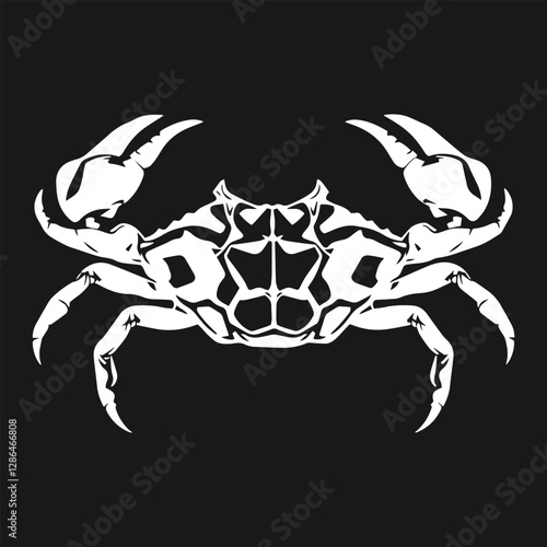 Minimal and abstract logo of crab vector silhouette seafood design symbol illustration.