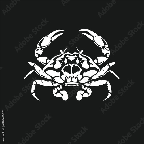 Minimal and abstract logo of crab vector silhouette seafood design symbol illustration.