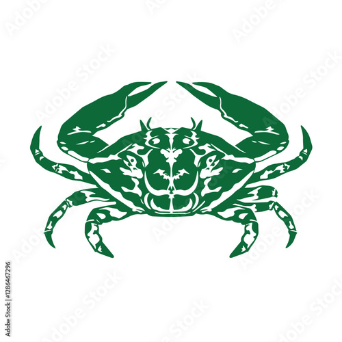 Minimal and abstract logo of crab vector silhouette seafood design symbol illustration.