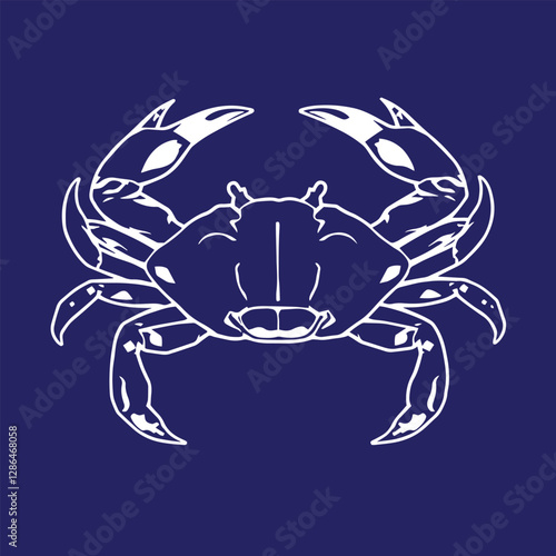 Minimal and abstract logo of crab vector silhouette seafood design symbol illustration.
