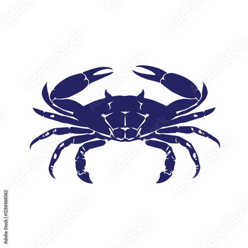 Minimal and abstract logo of crab vector silhouette seafood design symbol illustration.