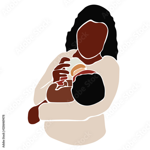 A new born baby being fed by its mother abstract