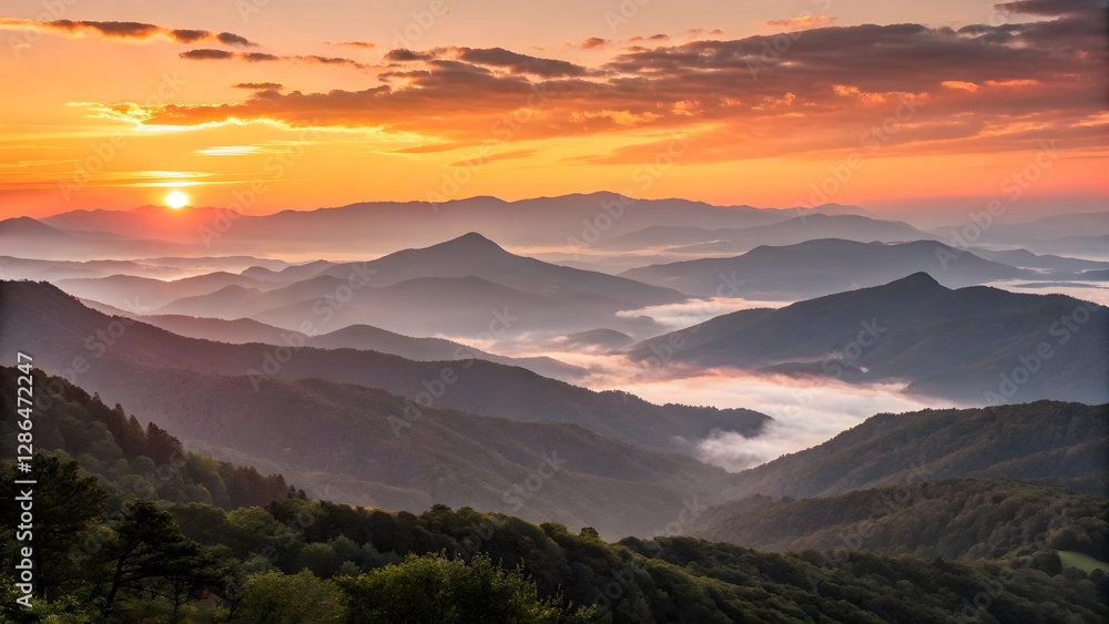 Fototapeta premium beauty of sunrise over the mountains 