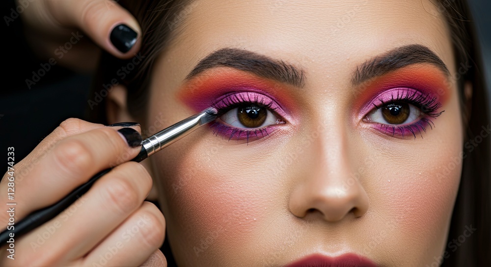 Applying Vibrant Eye Makeup with Brush for a Stunning Beauty Look Applying Vibrant Eye Makeup with Brush for a Stunning Beauty Look