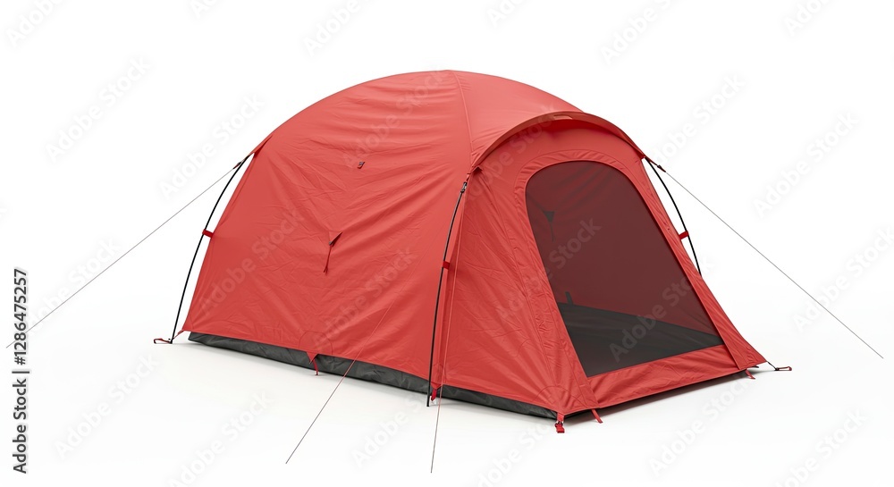 Red Camping Tent Isolated on White Background for Outdoor Adventures Red Camping Tent Isolated on White Background for Outdoor Adventures