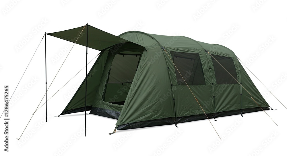 Green Camping Tent with Awning for Outdoor Adventure and Relaxation Green Camping Tent with Awning for Outdoor Adventure and Relaxation
