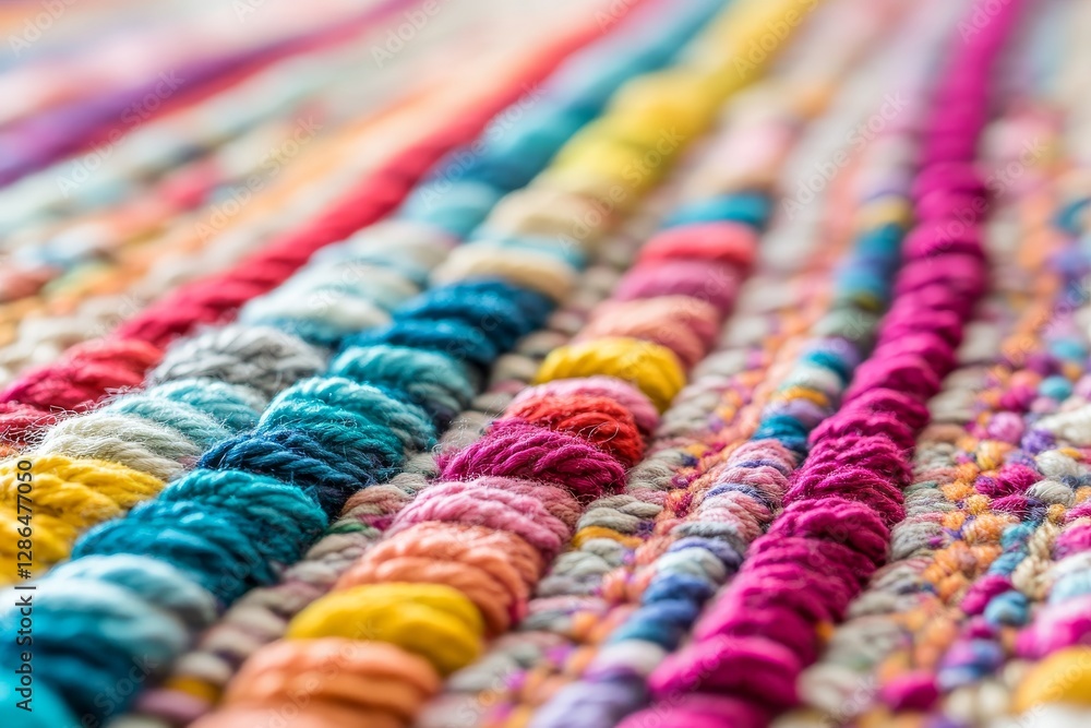 Fototapeta premium Colorful Textile Pattern with Handwoven Yarn for Craft Projects