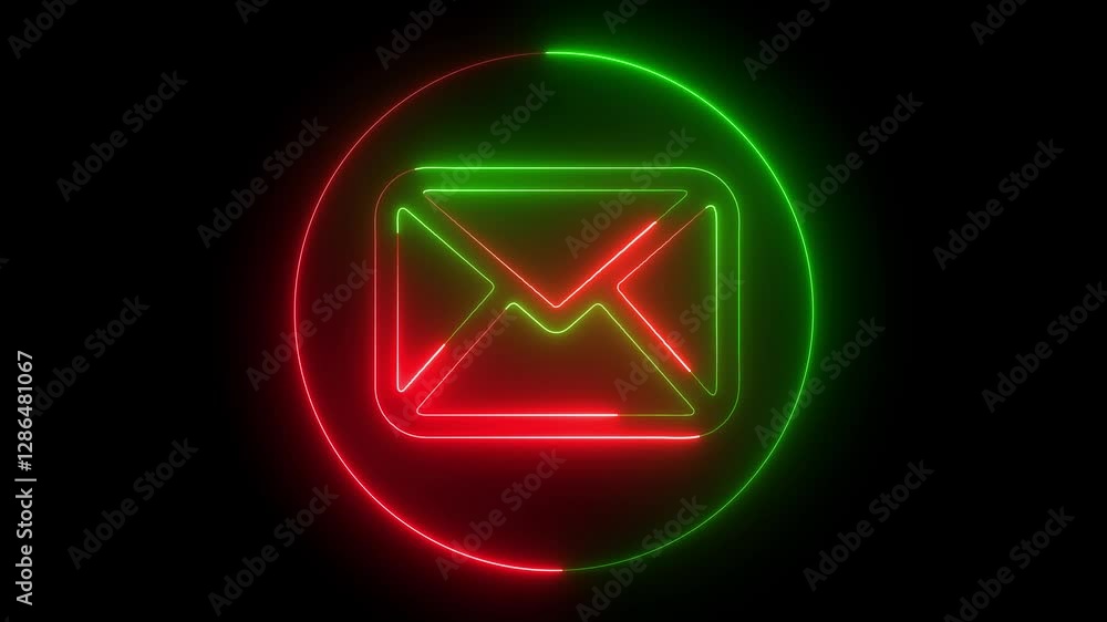 neon mail envelope icon animated on black background. glowing neon Mail envelope, incoming mail, Sending mail icon animation. neon mail envelope icon animated on black background. glowing neon Mail envelope, incoming mail, Sending mail icon animation.