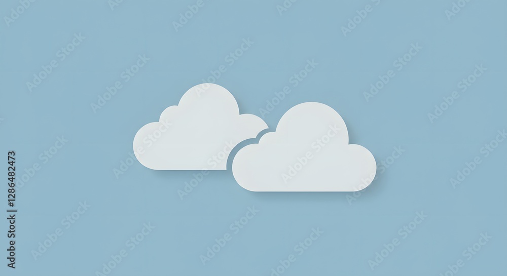 Two simple white cloud shapes float against a light blue background, representing weather, data storage, or a clean, minimalist aesthetic. Two simple white cloud shapes float against a light blue background, representing weather, data storage, or a clean, minimalist aesthetic.