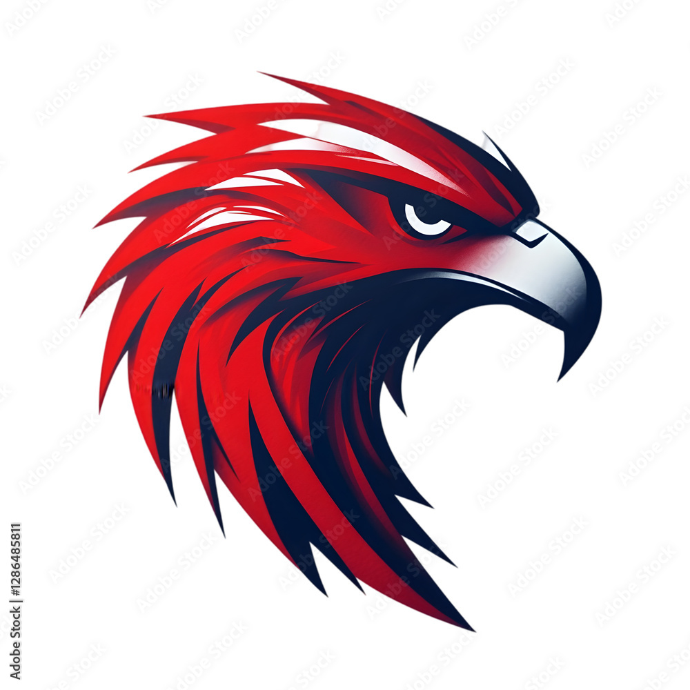Obraz premium Fierce Red Eagle Head Bird of Prey Logo Mascot Design Wildlife Graphic